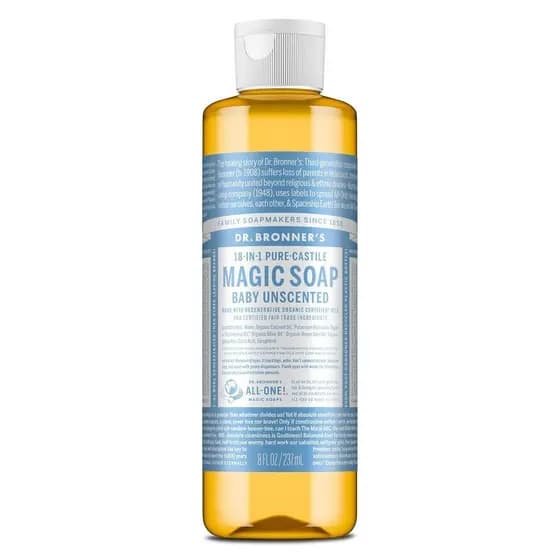Sabonete Líquido Mágico Pure-Castile da Dr. Bronner (Sem para Bebês, 8 Onças) - Feito com Óleos Orgânicos Regene