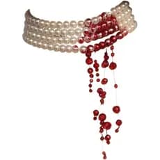 Colar de Pérolas Imitativas com Efeito de Sangue Gotejante Feito à Mão, Gargantilha de Vampiro para Fantasia de Festa Fe