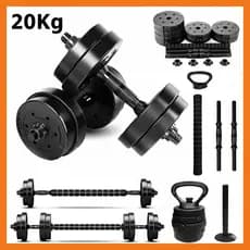 Kit Ajustável Halteres Anilhas Barras e Kettlebell BLACK - até 20kg  Treino em casa