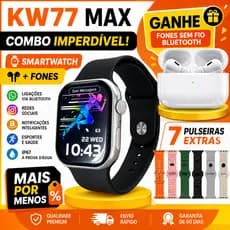 Smartwatch 2.01" Tela HD + 7 Pulseiras + Fone Bluetooth Pro Chamada Bluetooth Monitor de Saúde À prova d'água