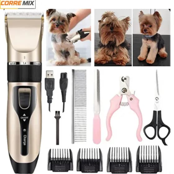 Kit 12 Máquina Tosador e Escova para Pets de Pelo Longo - Frescor, Higiene e Limpeza para Cães e Gatos