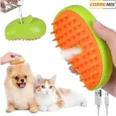 Escova A Vapor 3 Em 1 Pet  Para Gatos E Cães Remove Pelo, Massagem, Pente p/ Pelos