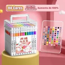 Kit Marcadores Acrílicos Vibrantes 24-80 Cores Ponta Larga para Pintura em Tecido Madeira Vidro