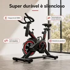 Bicicleta Ergométrica Silenciosa com Volante de 15kg e Suporte de 120kg