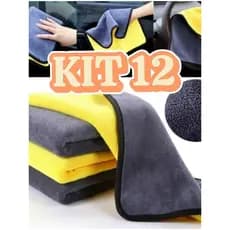 Kit 12 Toalha De Microfibra Automotivo Limpeza Lavagem Macia Carro/Casa Elite Luxo Pano Limpeza