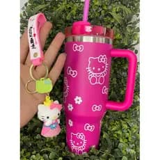 Chaveiro + Copo Térmico Hello Kitty 1200ml Com Tampa Aço Inox