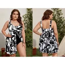 Maiô Conservador de Uma Peça com Saia Dividida/Maiô Feminino Plus Size/Biquíni de Uma Peça