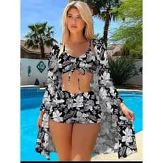 Maiô feminino biquíni cintura alta divisão europeu americano blusa de três peças maiô novo estilo 2025 novo estilo