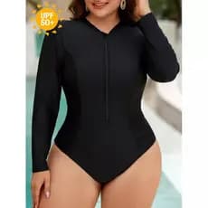 Roupas de proteção solar de cor sólida de uma peça, tamanho grande adequado para férias de verão na praia e surf.