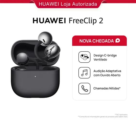 HUAWEI FreeClip 2, Fone de Ouvido Bluetooth Sem Fio Design em C, Chamadas Nítida