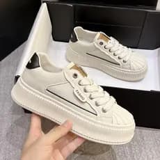 Sapatos femininos sapatos de biscoito coreano tamanho Casual grosso branco outono sapatos sola plana 2026 sola feminina