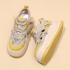 2026 sola feminina coreana de sola grossa oca sapatos casuais primavera esportes respirável corrida branco