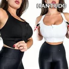Top Academia Esportivo Alta Sustentação Ajustavel Ziper Frontal Academia Fitness Jump Corrida