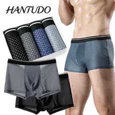 Kit 4 Cuecas Boxer De Malha Respirável De Seda Gelada Masculina