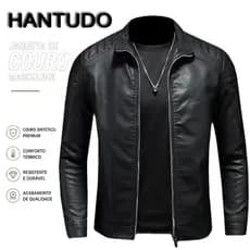 Jaqueta Masculina De Couro Fino Com Gola Alta, Jaqueta À Prova De Vento Para Motocicleta