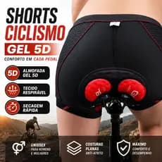 Shorts Ciclismo Gel 5d Cueca Termica Respiravel Secagem Rapida Para Bicicleta Mtb Conforto