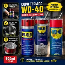 Copo Termico WD40 Com Canudo Aco Inoxidavel 304 Garrafa Termica Criativo Engracado Carro 600ml