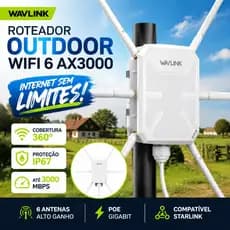 Roteador Outdoor Wifi 6 Ax3000 Wavlink 6 Antenas Compativel Starlink Rural Gigabit Poe Ip67