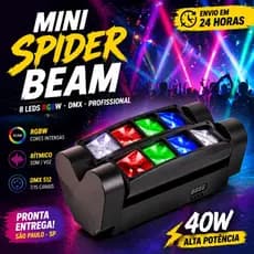 Luz Palco Dj Mini Spider Beam 8 Leds 40W RGBW DMX Profissional Festa