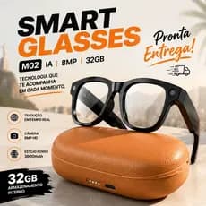AI Óculos Inteligente Smart Glasses M02 Câmera 8MP IA Tradutor 32GB
