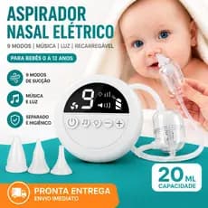 Aspirador Nasal Eletrico Para Bebe Sugador De Meleca Portatil 9 Modos Separado Musica Luz Recarregavel