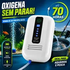 Bomba De Ar Aquário CA/CC Oxigenador Portátil Recarregável 70 Horas Pesca Isca Viva Compressor