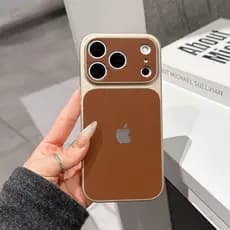 Capa de telefone com janela grande de couro liso de alta qualidade, adequada para iPhone 17 16 15 14 13 ProMax, capa tra