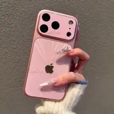 Lente Rosa Flash Aurora Capa De Telefone Com Janela Grande Antiderrapante E Proteção anti-Queda Traseira Para iPhone 17