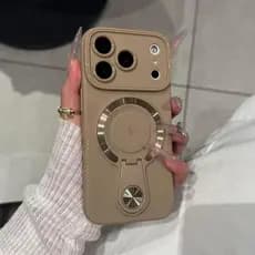 Capa de telefone com janela grande com suporte magnético de anel fácil de puxar, adequada para iPhone 17 16 15 14 13 Pro
