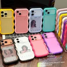Dopamina Onda Borda Fosco Transparente Grande Janela Caso Para iPhone 17 16 15 14 13ProMax anti Deslizamento E Queda Pro