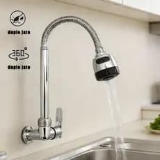 Inox Prata Torneira Com Chuveiro Com Rotação De 360° Cozinha Luxo Parede