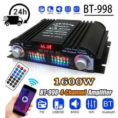 1600W Amplificador De Som Digital Wi-Fi  12V 4 Canais Áudio Rádio FM Bluetooth 5.0 Karaokê Suporte Para C