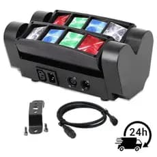 8 Leds Moving Head Led Colorido Mini Spider Beam 40w Rgbw Dmx Com Strobo Sensor De Som e Automatico