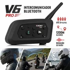 Intercomunicador Bluetooth V6 Pro para Capacete Moto 6 Pilotos 1200m Redução de Ruído