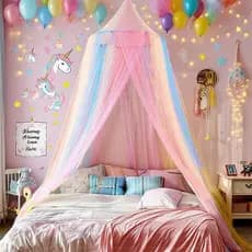 Dossel Arco-íris Infantil Para Cama De Menina Com Luzes