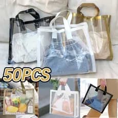 Kit 50 Un Sacolas Presente Compras Atacado   PE & PVC Sacos De Compras De Plástico com Alça 32*32cm
