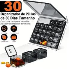 Caixa De Remédios Mensal Compacta Para 30 Dias Uso Diário