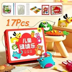 Kit 17 Peças Costura De  DIY Brinquedos De Costura De Animais Para Treinamento De Habilidades Motoras Finas