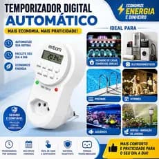 Timer Digital E Temporizador Tomada Lcd/Visor Programavel Energia Bivolt Tomada Inteligente Exbom Original