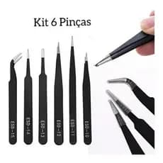 Pinças de Aço Inoxidável Kit 6 Pçs