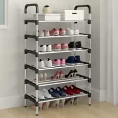 Sapateira 6 Níveis Vertical 18 Pares Aço Cromado Resistente Desmontável Organizador de Sapatos
