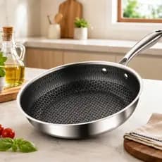 Frigideira Inox 26cm Antiaderente Colmeia Fundo Reforçado Universal Para Cozinha