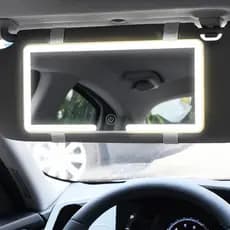 Espelho de Maquiagem LED para Carro Recarregável Retrovisor Luz 3 Tonalidades Portátil