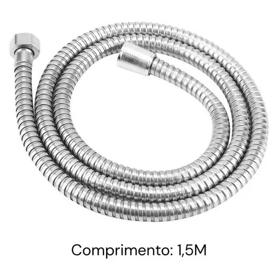 Mangueira Inox 1,5m para Chuveiro Ducha Ultra Resistente Antiferrugem Instalação Fácil