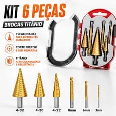 Broca Titânio Escalonada Amarela Aço / Broca Corte Lateral Com Estojo Organizador P/Metal Aluminio Cobre