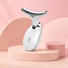 Massageador de Rosto e Pescoço com LED Fototerapia Vibração Anti-Idade Rejuvenescedor Firmeza da Pele