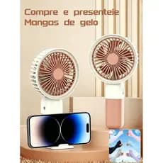 Mini Ventilador Portátil Silencioso Recarregável USB Mão Mesa com Suporte Celular