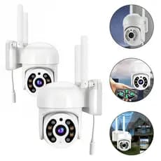 Kit 2 Câmeras de Segurança WiFi 2.4G Visão Noturna à Prova d'Água Externa
