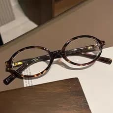 Óculos Vintage Com Estampa De Leopardo onça Armação Oval Retro Estilo Elite