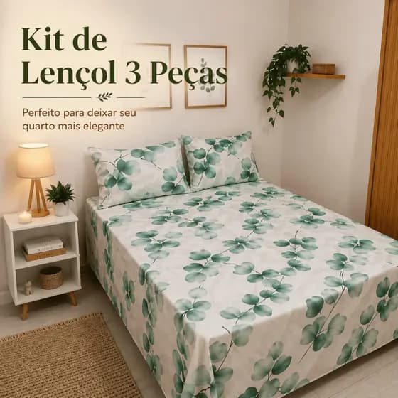 Kit Lençol Casal 3 Peças 400 Fios Toque de Algodão + 2 Fronhas Alta Qualidade e Conforto